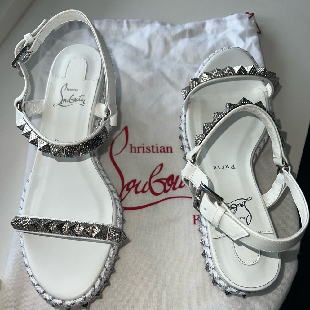 Christian Louboutin Pyraclou Glitter Espadrille Wedge